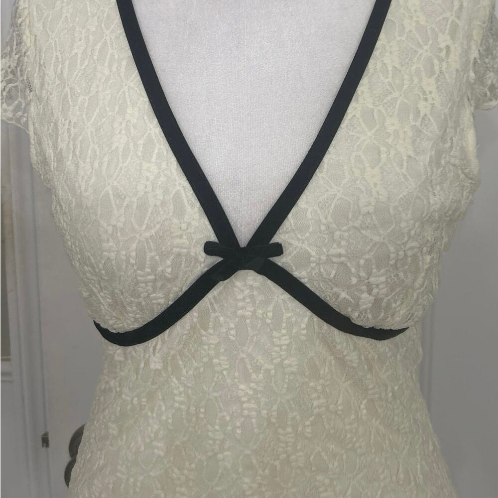 Thirty Thirty Y2K Babydoll Lace Coquette Top Bow Lingerie L Going Out Indie M - Picture 6 of 13